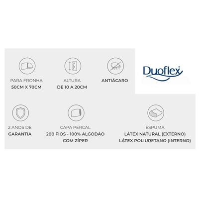 Kit 3 Travesseiros Altura Regulável Látex Branco Duoflex