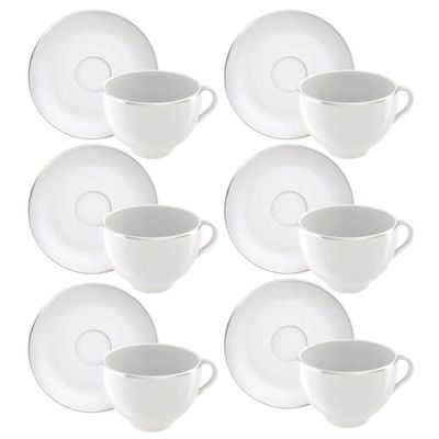 Conjunto 6 Xícaras de Chá Café com Pires 185ml Tramontina At
