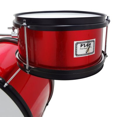 Bateria Infantil Acústica 2T Vermelha com Banco e Pedal New York