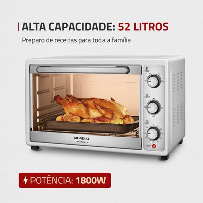 Forno Elétrico 52L Grand Family II Mondial Branco e Inox - FR-52-W 127V