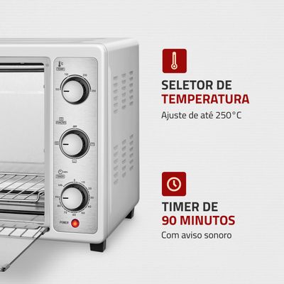 Forno Elétrico 52L Grand Family II Mondial Branco e Inox - FR-52-W 127V