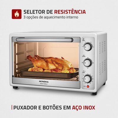Forno Elétrico 52L Grand Family II Mondial Branco e Inox - FR-52-W 127V