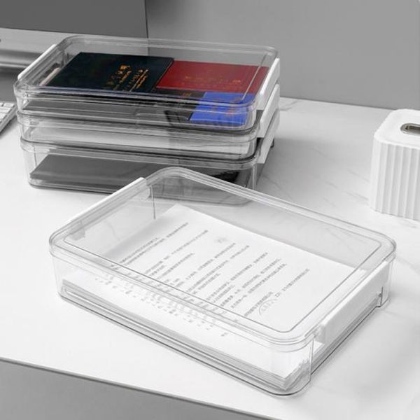 Caixa Organizadora de Documentos A4 Transparente Empilhável Pequeno