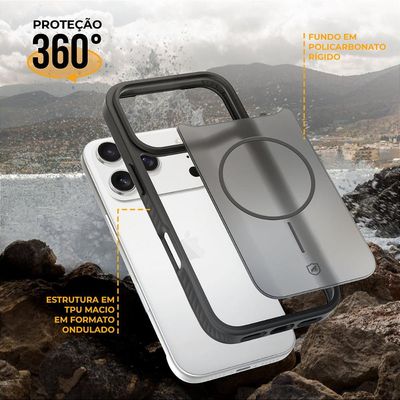 Capa case capinha para Motorola Moto Edge 60 Fusion - Magsafe Wave Fumê - Preta - Gshield