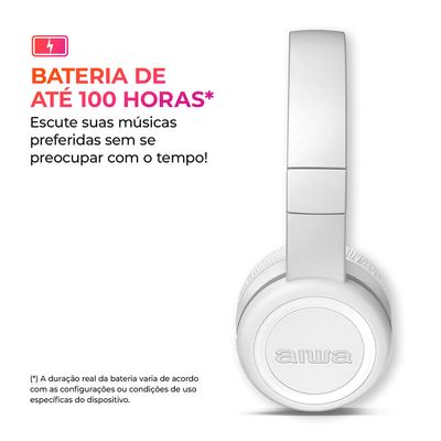 Fone de Ouvido Headphone AIWA HP-03-W Bluetooth Drive 30mm BIV