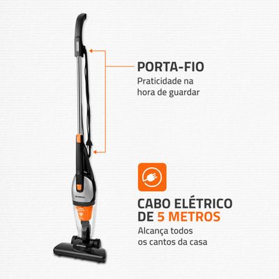 Aspirador de Pó Vertical Turbo Premium Mondial Preto e Laranja 1200W AP-31 110