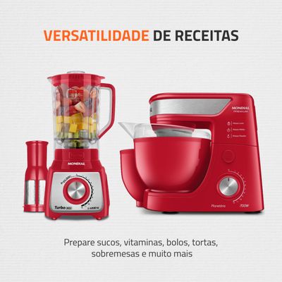Conjunto Especial Mondial Vermelho e Inox BP-01P-R 700W  e  L-1200 RI 1200W KT-111 110