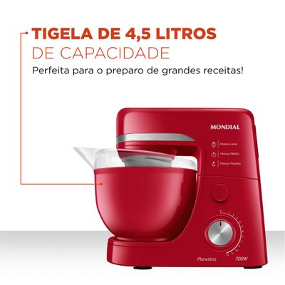 Batedeira Planetária Mondial Vermelho 700W BP-03-R 110