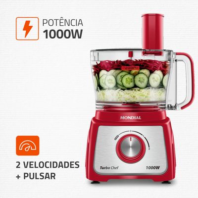 Multiprocessador Turbo Chef 7 em 1 Mondial Vermelho 1000W MPN-01-RE 110