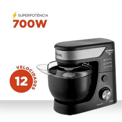 Batedeira Planetária Mondial Preto e Inox 700W BP-01P-B 110