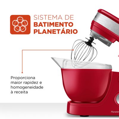 Batedeira Planetária Mondial Vermelho e Inox 700W BP-01P-R 127V