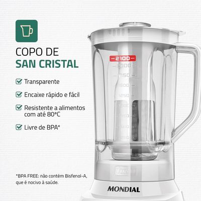 Liquidificador Turbo Mondial Branco e Inox 1200W L-1200 WI 220V
