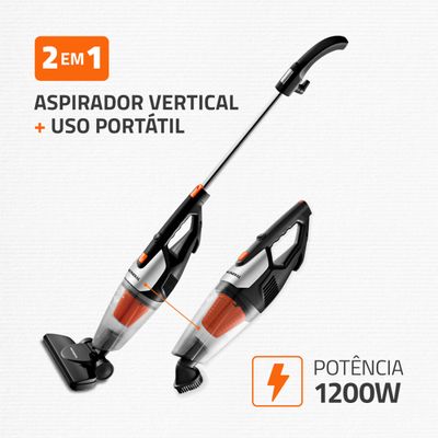 Aspirador de Pó Vertical Turbo Premium Mondial Preto e Laranja 1200W AP-31 220