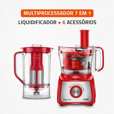 Multiprocessador Turbo Chef 7 em 1 Mondial Vermelho 1000W MPN-01-RE 220
