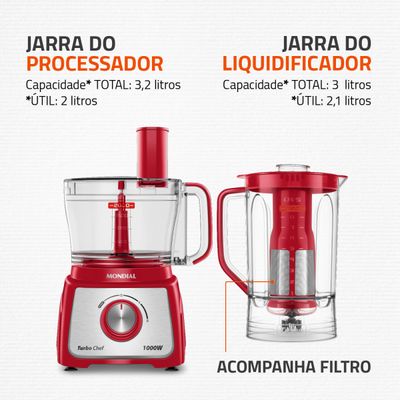 Multiprocessador Turbo Chef 7 em 1 Mondial Vermelho 1000W MPN-01-RE 220