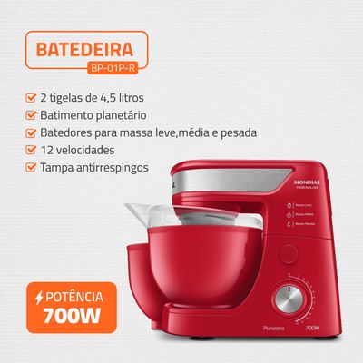 Conjunto Especial Mondial Vermelho e Inox BP-01P-R 700W  e  L-1200 RI 1200W KT-111 220