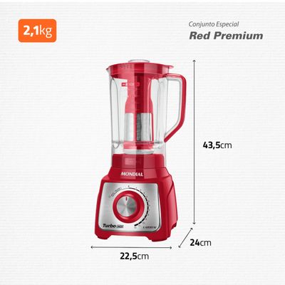 Conjunto Especial Mondial Vermelho e Inox BP-01P-R 700W  e  L-1200 RI 1200W KT-111 220