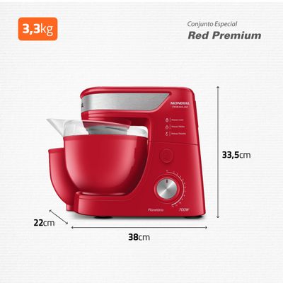 Conjunto Especial Mondial Vermelho e Inox BP-01P-R 700W  e  L-1200 RI 1200W KT-111 220