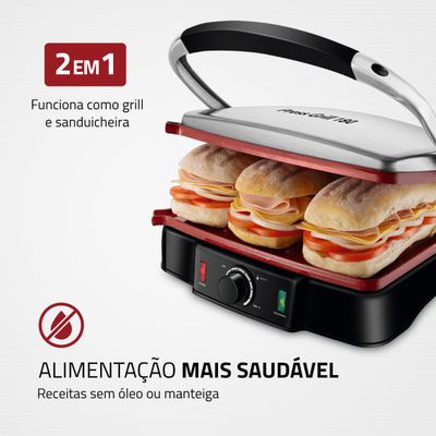 Press Grill 180° Mondial Preto e Inox 2000W PG-02 110