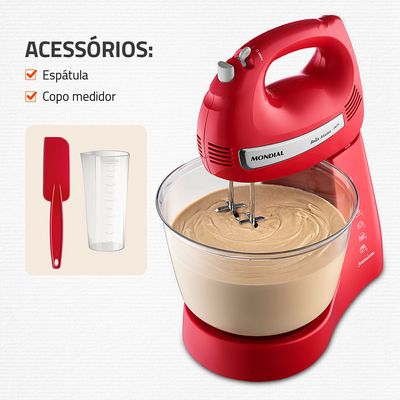 Batedeira Bella Massa Mondial Vermelho e Inox 500W B-29 NP 110