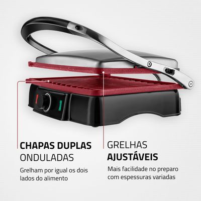 Press Grill 180° Mondial Preto e Inox 2000W PG-02 220