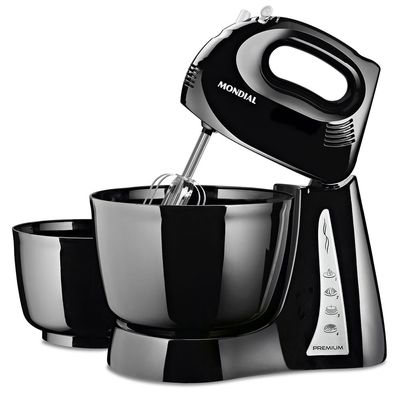 Batedeira Premium Mondial Preto e Inox 500W B-04 NP 110