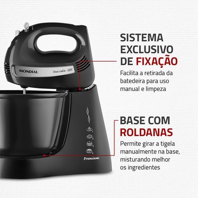 Batedeira Premium Mondial Preto e Inox 500W B-04 NP 110