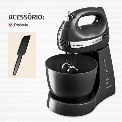 Batedeira Premium Mondial Preto e Inox 500W B-04 NP 110
