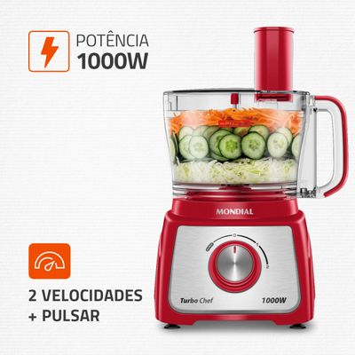 Multiprocessador Turbo Chef 9 em 1 Mondial Vermelho 1000W MPN-01-RF 110