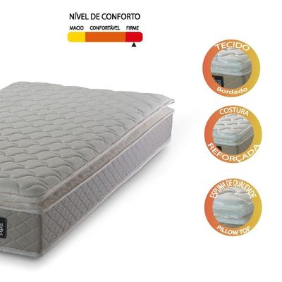 Colchão Solteiro Strong Pillow Top Espuma D45 88x188x24cm Bege - Suporta Até 150kg Por Pessoa Bege