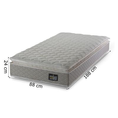 Colchão Solteiro Strong Pillow Top Espuma D45 88x188x24cm Bege - Suporta Até 150kg Por Pessoa Bege