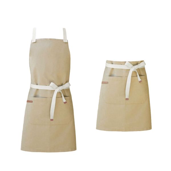 Avental Bege Cintura Algodao Cafeteria Bar Vegano SPA 2un Avental Bege Cintura Algodao Cafeteria Bar Vegano SPA 2un