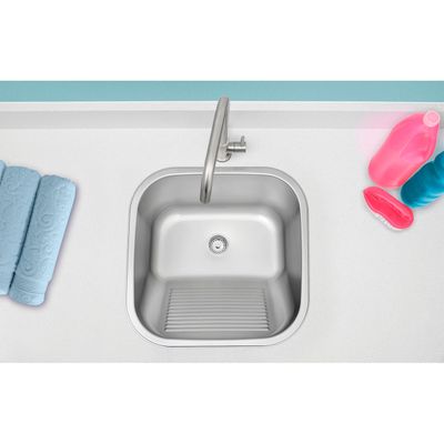 Tanque Tramontina Hera 25 L em Aço Inox Acetinado 40 x 40 cm com Válvula
