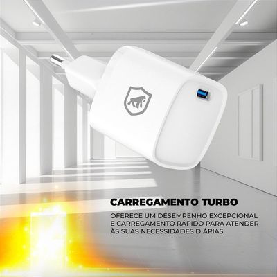 Carregador Turbo Gan Ultra Slim Tipo C 20w - Exclusivo Online - Branco - Gshield