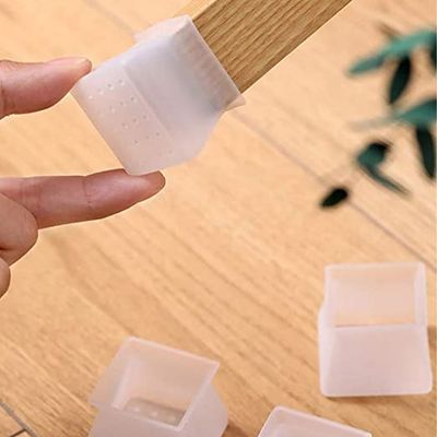 Kit 4 Protetor Pé de Cadeira Poltrona Sofá Anti Risco Anti Ruídos de Silicone - Quadrado
