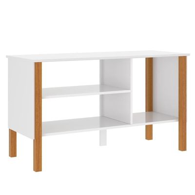 Rack Tv 43 Polegadas 90cm Com 3 Prateleiras Asteca - Branco E Cedro Branco E Cedro