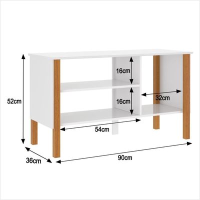 Rack Tv 43 Polegadas 90cm Com 3 Prateleiras Asteca - Branco E Cedro Branco E Cedro