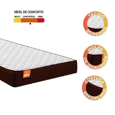 Colchão Solteiro Molas Qatar 88x188x22cm Marrom / Branco - Suporta Até 200kg Por Pessoa Marrom