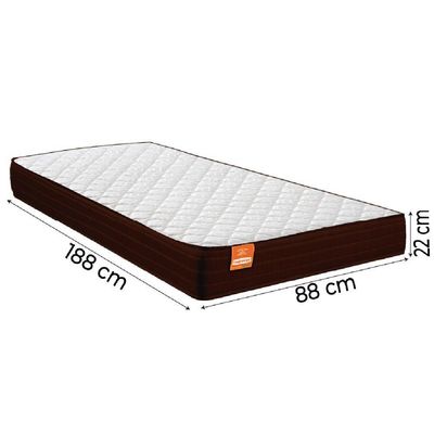 Colchão Solteiro Molas Qatar 88x188x22cm Marrom / Branco - Suporta Até 200kg Por Pessoa Marrom