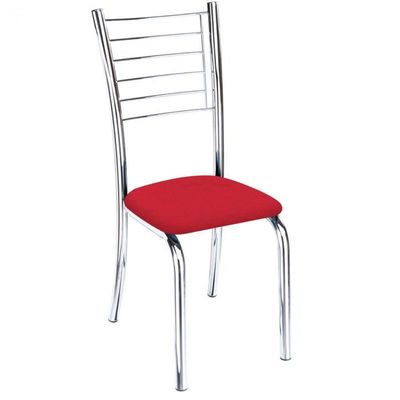 Kit 3 Cadeiras Lara Cromada Para Cozinha Vermelho