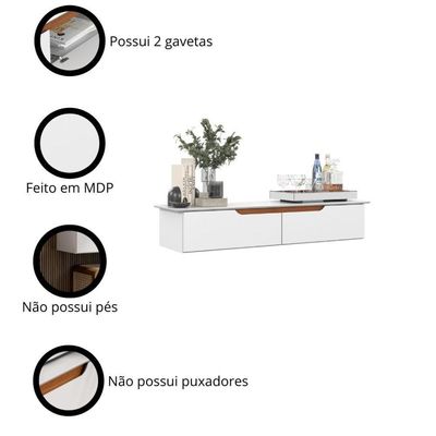 Aparador Rack Suspenso Eros Flow - 2 Portas Com Acabamento Chanfrado Em Mdp - Ej Móveis