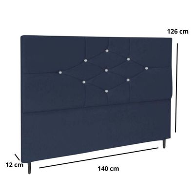 Cabeceira Cama 140 Cm Virgínia Suede Azul Marinho E-frame