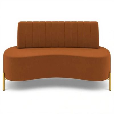 Sofá 2 Lugares 160cm Pés Aço Dourado Tamar Veludo Terracota Z08 - Mpozenato