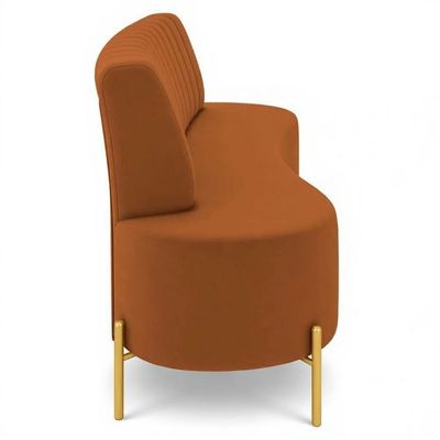 Sofá 2 Lugares 160cm Pés Aço Dourado Tamar Veludo Terracota Z08 - Mpozenato