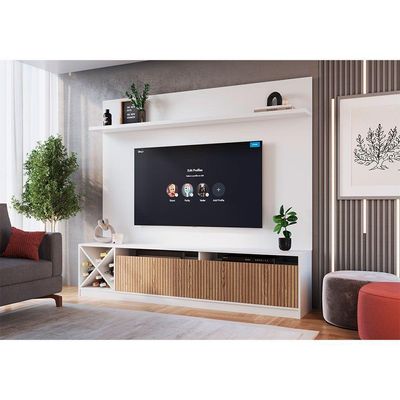 Estante Para Tv Roma Até 50 Polegadas 2 Portas Quiditá Branco/brise