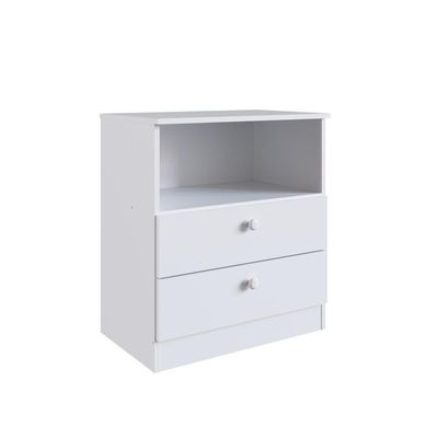 Cômoda Infantil Organizadora 2 Gavetas Com Nicho 60,8cm Para Quarto De Bebê Branca
