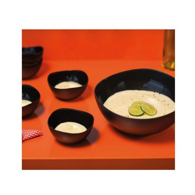 Jogo de Sobremesa Preto Tigela Bowl Saladeira Pote 7un