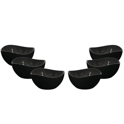 Jogo de Sobremesa Preto Tigela Bowl Saladeira Pote 7un