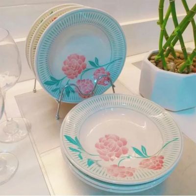 Prato Fundo de Cerâmica 22 cm Estampa Donna Bloom 6 Unidades - Biona 102490