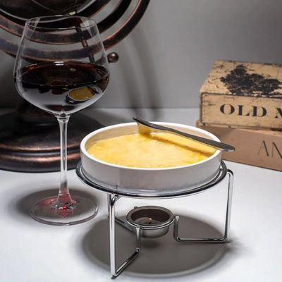 Rechaud para queijo brie em cerâmica com faca em aço inox Fracalanza 15cm